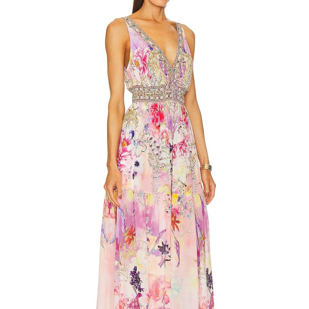 Camilla Shirred Waist Detail Maxi Dress, Sonic Symphonies, Size S - Picture 3 of 8